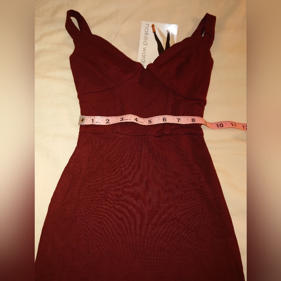 NWT Wine Baby Snatched NAKED WARDROBE BodyCon Midi Dress XS Burgundy Bustier xxs - Picture 5 of 9